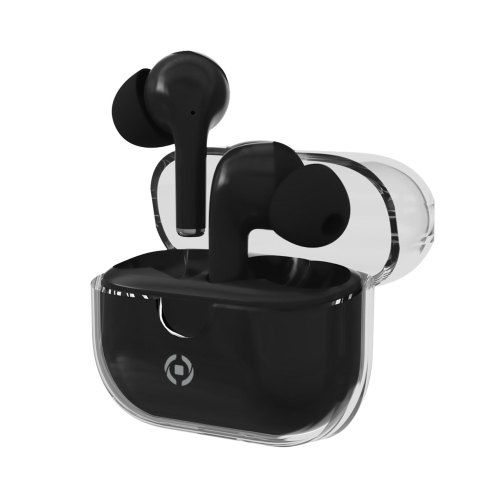 CELLY TRUE WIRELESS AURICOLARI IN-EAR ENC CLEAR CONTROLLO CHIAMATE E VOLUME/MUSICA CON CUSTODIA DI RICARICA TRASPARENTE BLACK